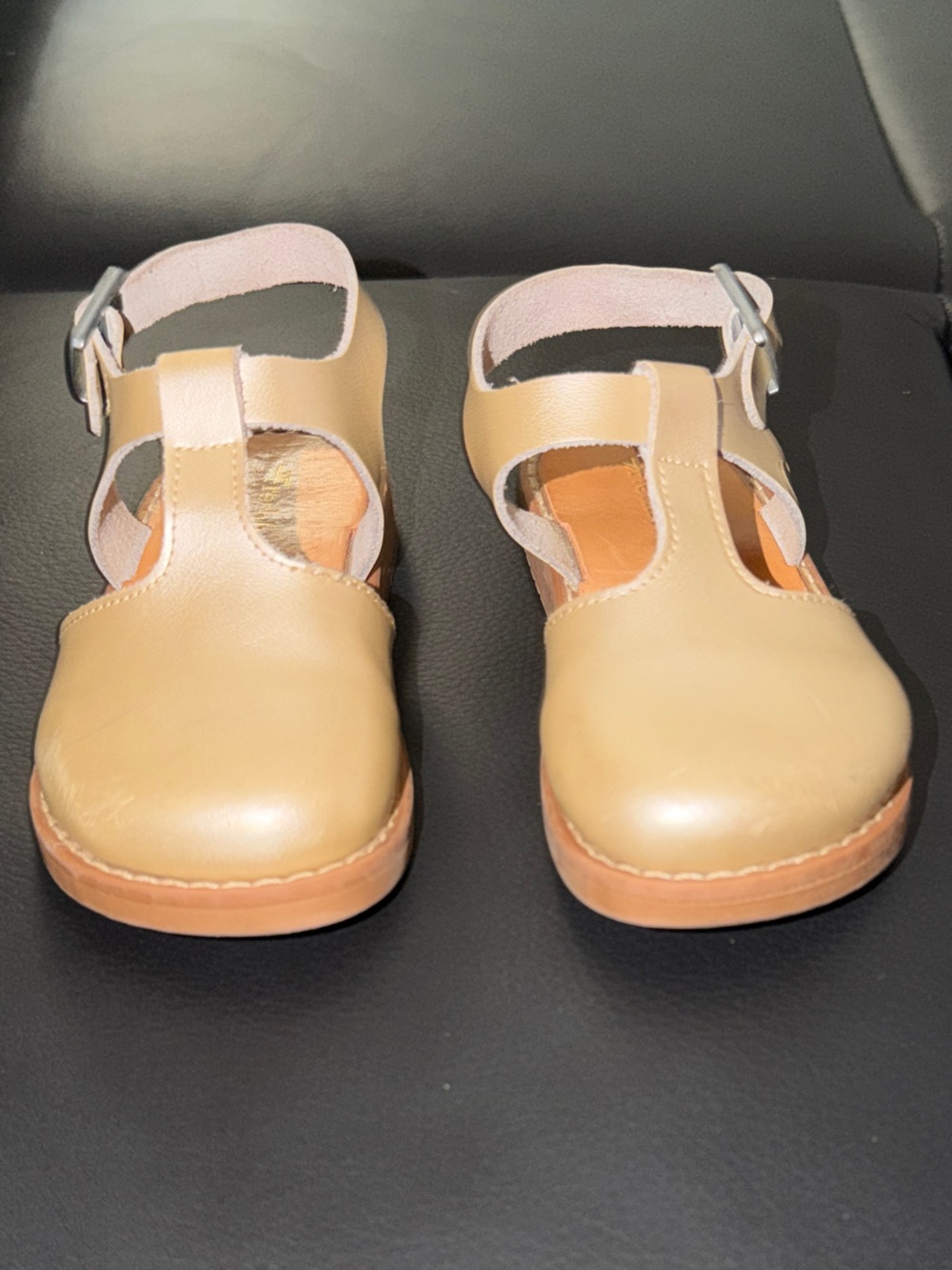 Freshly Picked Tan T-Strap Kids Sandals